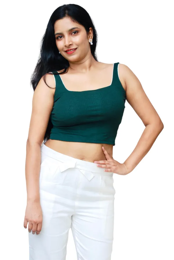 Bottle_Green_Square_Neck_Crop_Top_For_Women
