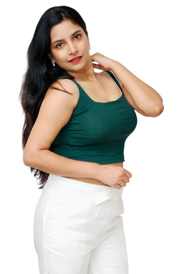 Bottle_Green_Square_Neck_Crop_Top_For_Women