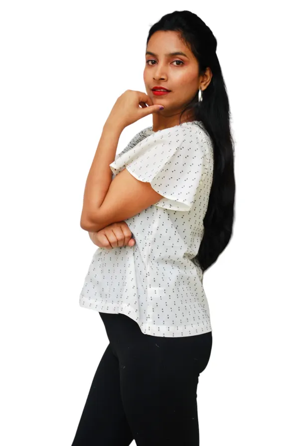 Casual_Flared_Sleeves_Embroidered_White_Black_Top_For_Women