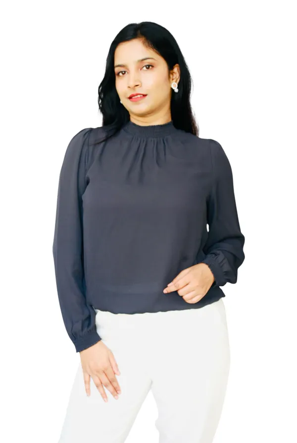 Charcoal_Grey_Solid_High_Neck_Top_For_Women