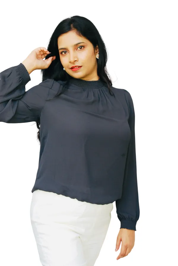 Charcoal_Grey_Solid_High_Neck_Top_For_Women