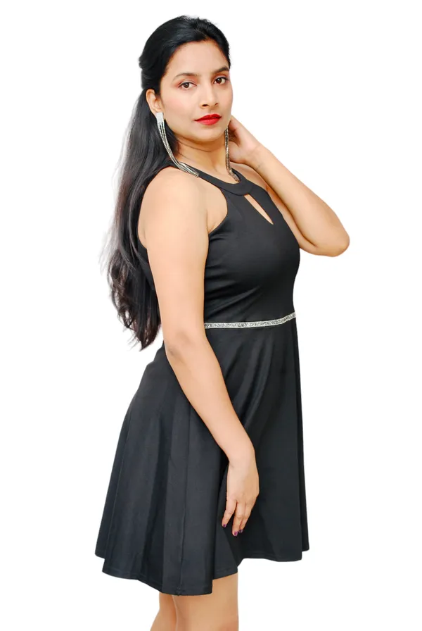 Fit_And_Flare_Black_Party_Wear_Embellished_Dress_For_Women