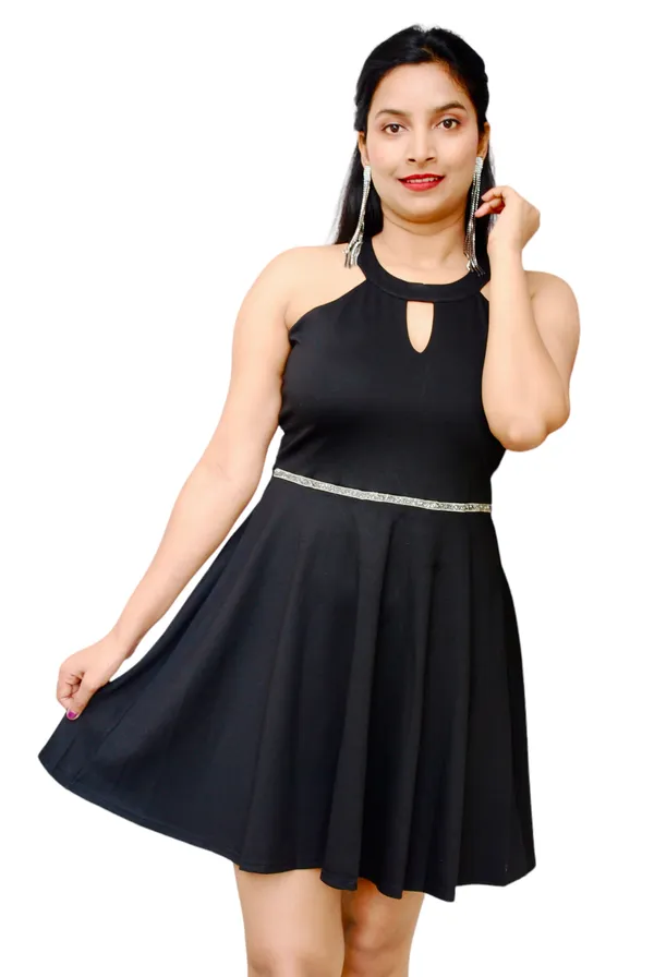 Fit_And_Flare_Black_Party_Wear_Embellished_Dress_For_Women