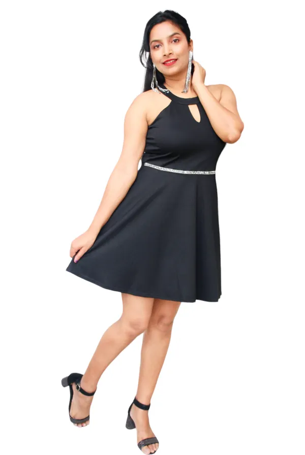 Fit_And_Flare_Black_Party_Wear_Embellished_Dress_For_Women