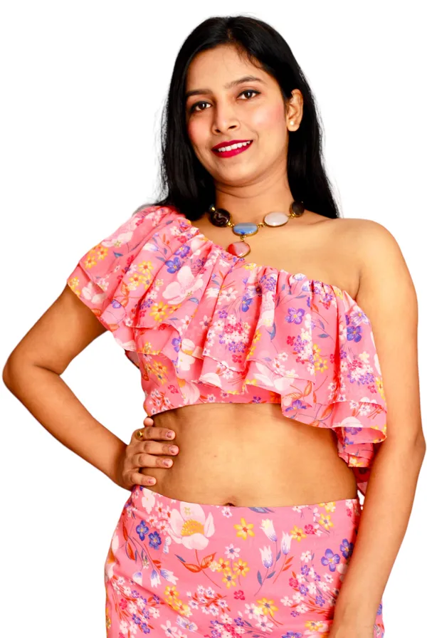 Floral_Printed_Ruffle_Bodice_One_Shoulder_Neck_Co_Ord_Set_For_Women
