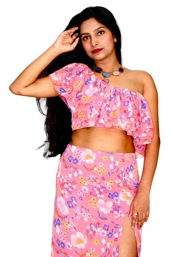 Floral_Printed_Ruffle_Bodice_One_Shoulder_Neck_Co_Ord_Set_For_Women