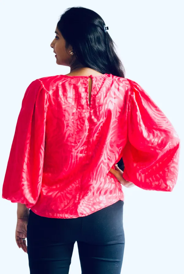Fuchsia_Pink_Self_Embossed_Party_Wear_Top_For_Women