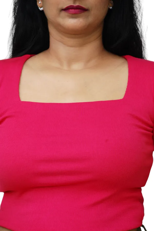 Fuchsia_Pink_Square_Neck_Crop_Top_For_Women