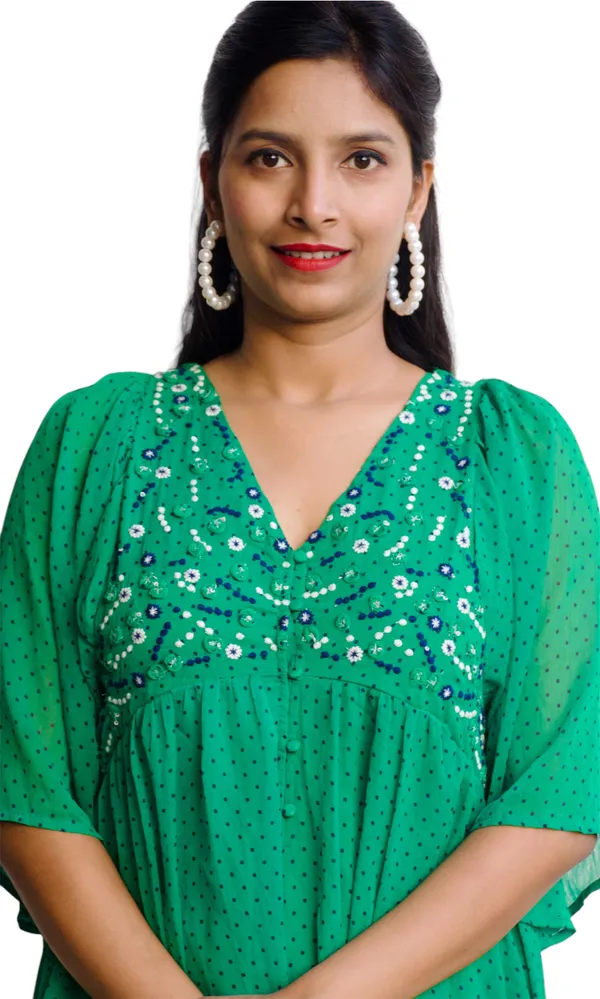 Green_Polka_Dot_Printed_Romper_For_Women