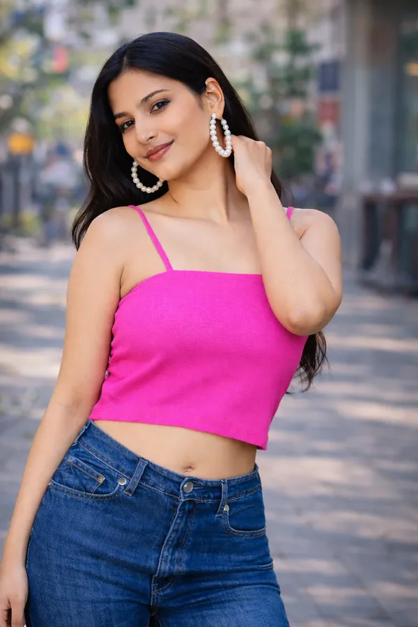 Hot_Pink_Shoulder_Adjustable_Strap_Crop_Top_For_Women