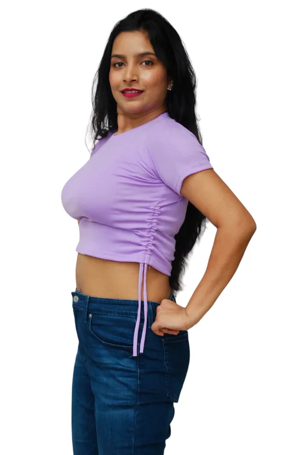 Lavender_Side_Ruched_Ribbed_Fabric_Crop_Top_For_Women