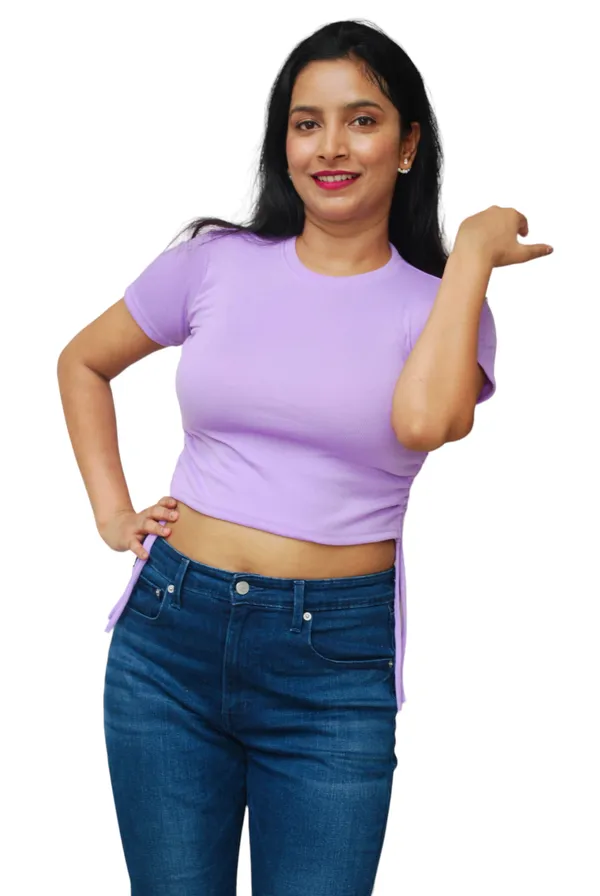 Lavender_Side_Ruched_Ribbed_Fabric_Crop_Top_For_Women