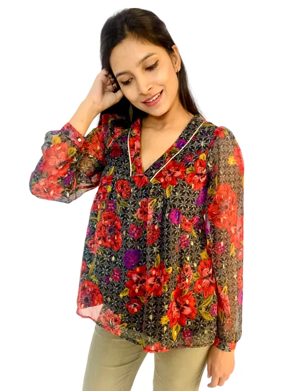 Plunging_Neck_Printed_Top_For_Women