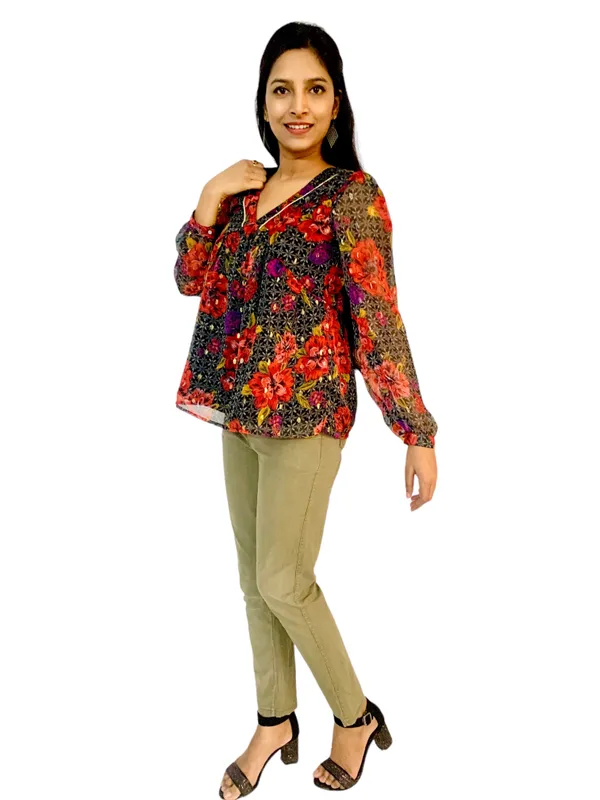 Plunging_Neck_Printed_Top_For_Women