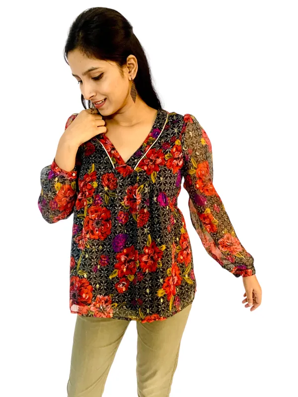 Plunging_Neck_Printed_Top_For_Women