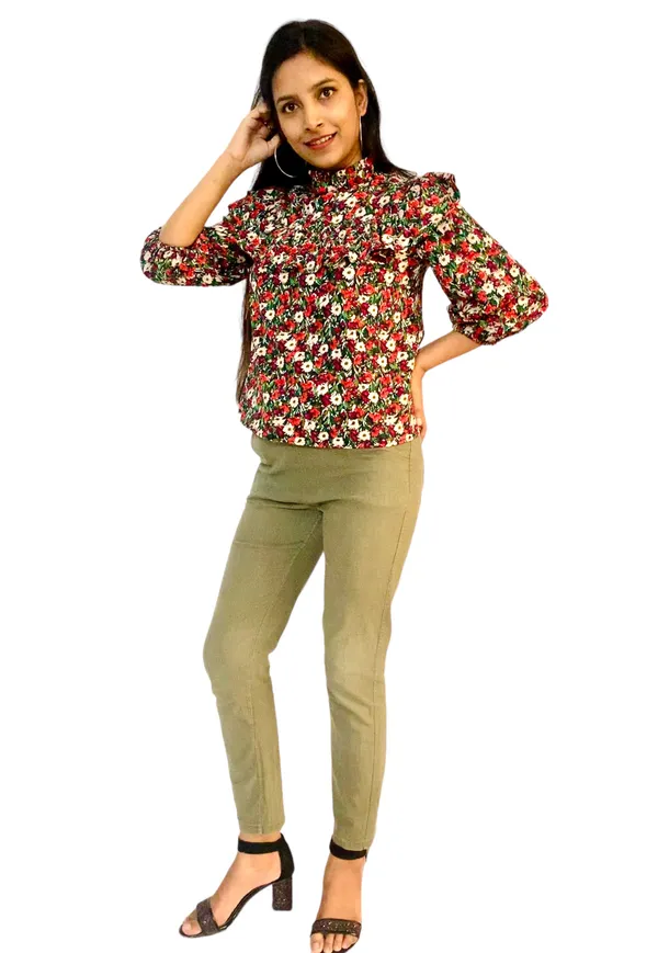 Floral_Printed_Ruffle_Yoke_Top_For_Women