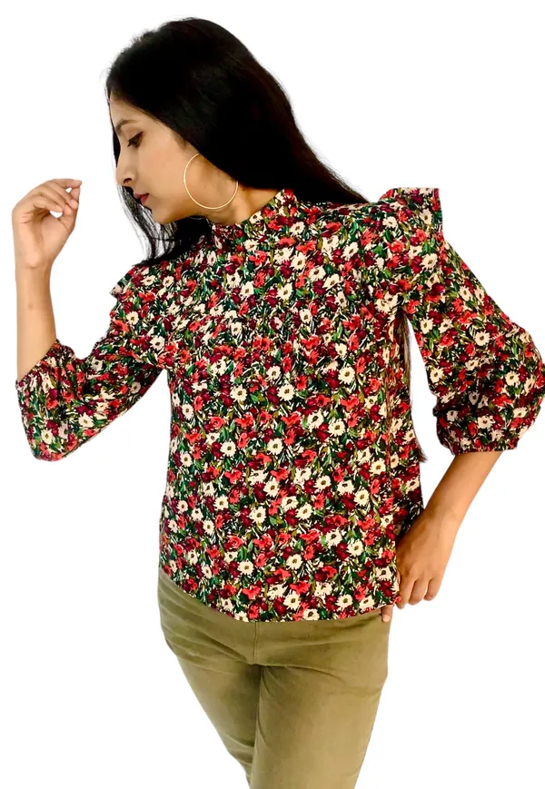 Floral_Printed_Ruffle_Yoke_Top_For_Women