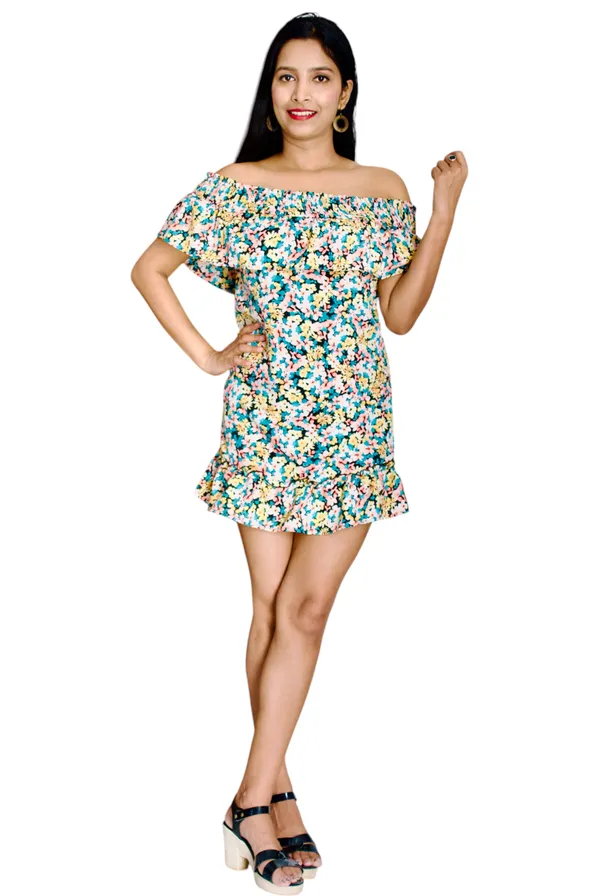 Multicolor_Off_Shoulder_Polyester_Dress_For_Women