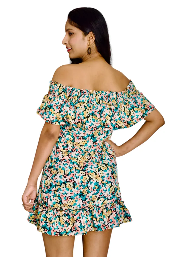 Multicolor_Off_Shoulder_Polyester_Dress_For_Women