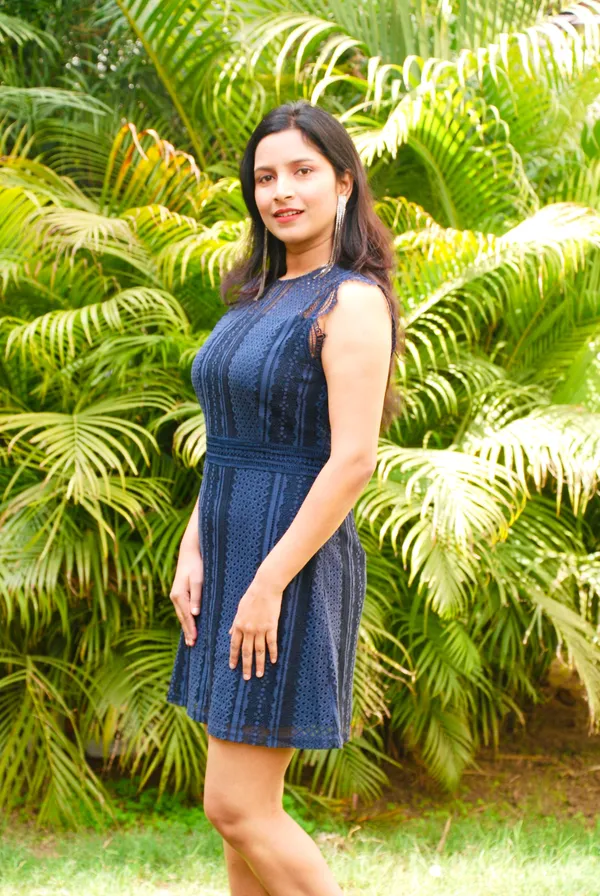 Navy_Blue_Lace_Scalloped_Sleeve_Designer_A_Line_Dress_For_Women