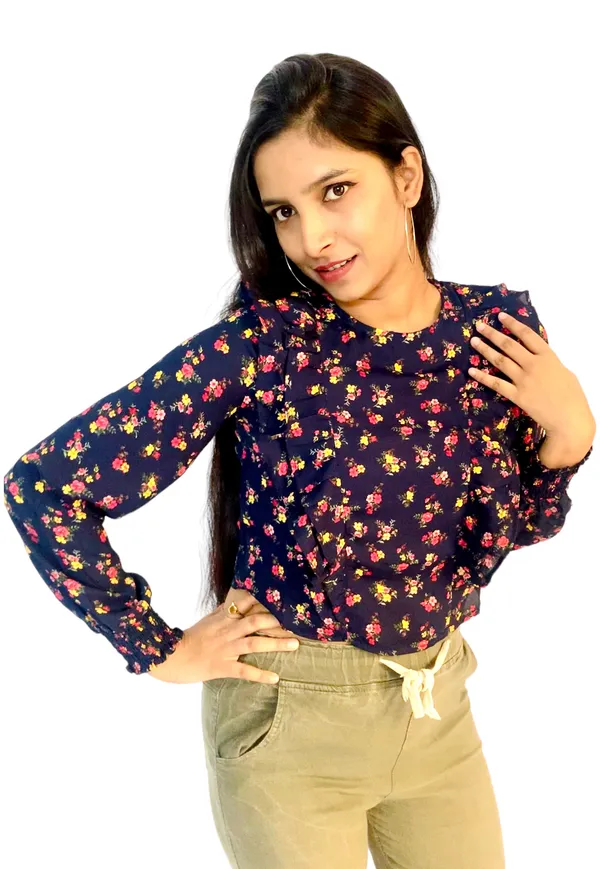 Navy_Blue_Printed_Ruffle_Style_Crop_Top_For_Women