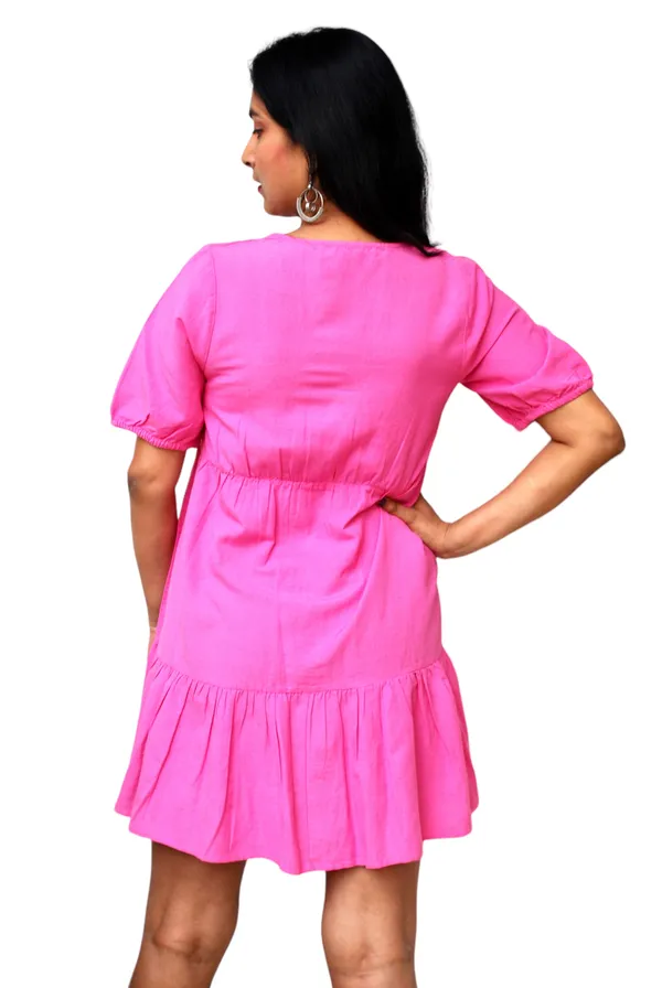 Pink_Cotton_Linen_Fabric_A_Line_Summer_Dress_For_Women