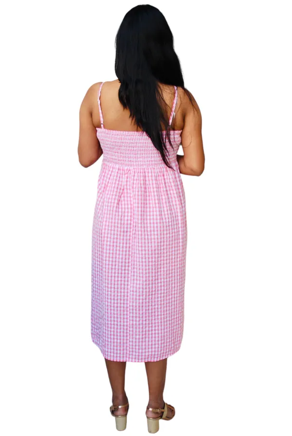 Pink_Gingham_Check_Cami_Dress_For_Women