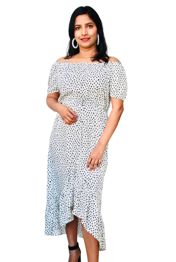 Polka_Dot_Off_Shoulder_High_Low_Hem_Dress_For_Women