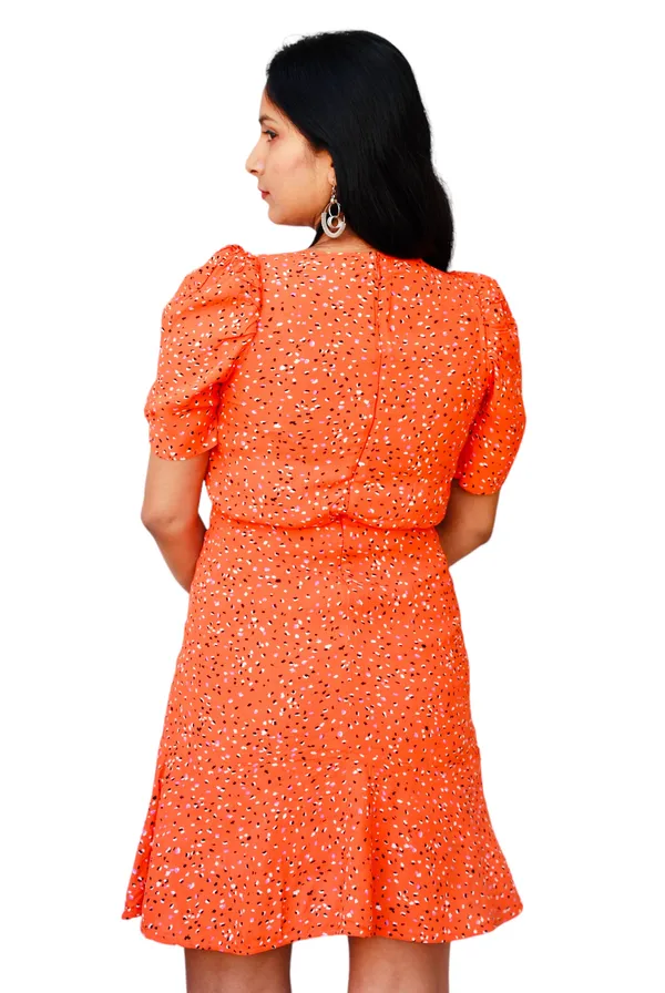 Printed_Orange_Sheath_Dress_For_Women