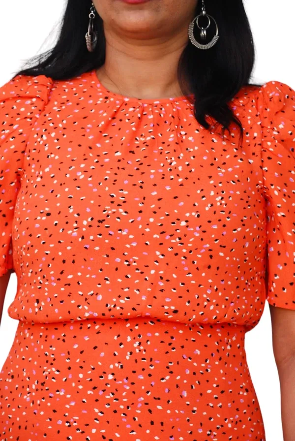 Printed_Orange_Sheath_Dress_For_Women