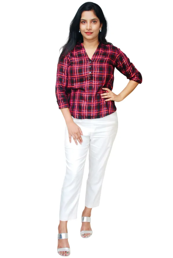 Red_And_Black_Check_Pattern_Shirt_For_Women