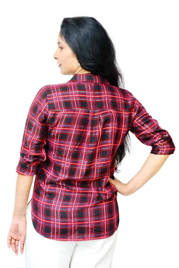 Red_And_Black_Check_Pattern_Shirt_For_Women
