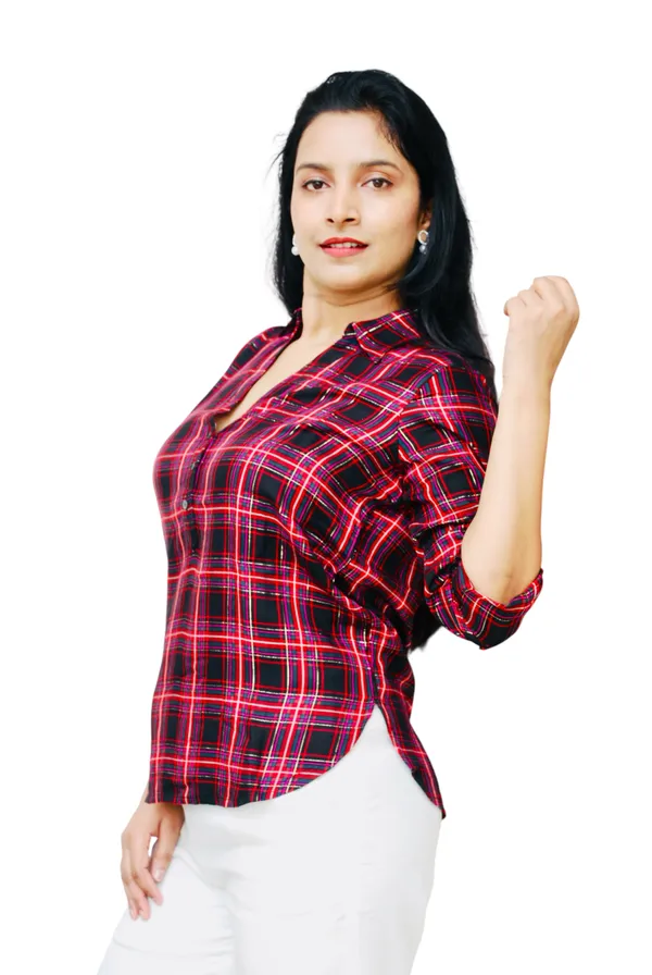 Red_And_Black_Check_Pattern_Shirt_For_Women