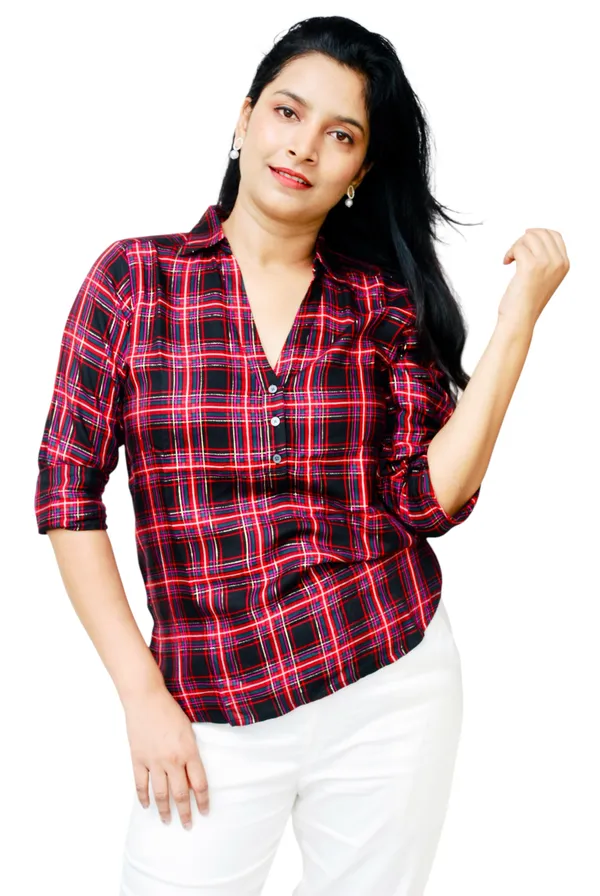Red_And_Black_Check_Pattern_Shirt_For_Women