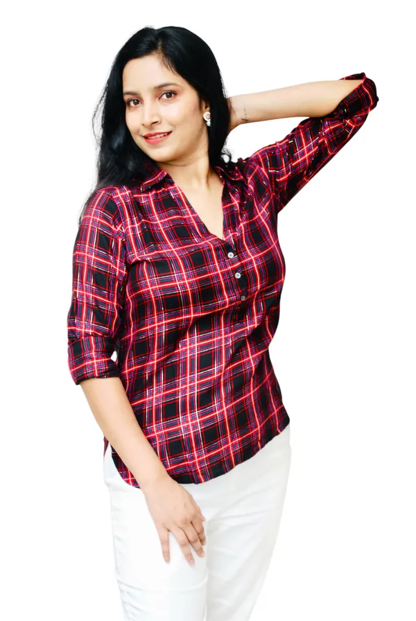 Red_And_Black_Check_Pattern_Shirt_For_Women