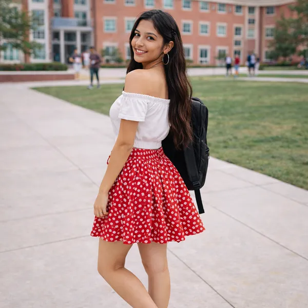 Red_Floral_Print_Short_Skirt_For_Women