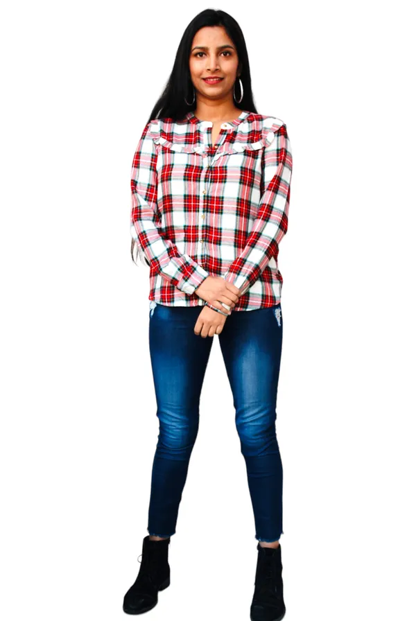 Regular_Fit_Checkered_Button_Down_Collar_Casual_Shirt_For_Women