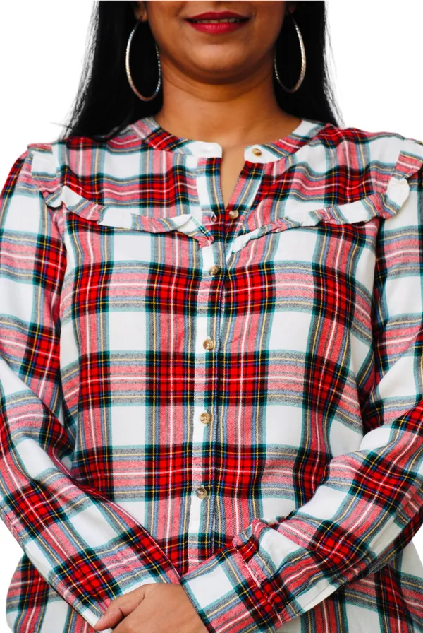 Regular_Fit_Checkered_Button_Down_Collar_Casual_Shirt_For_Women