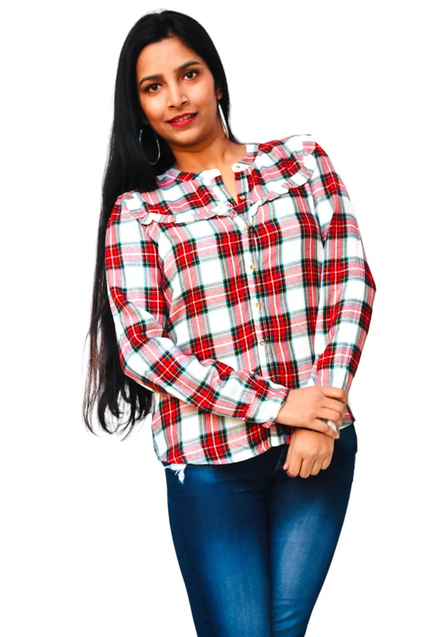Regular_Fit_Checkered_Button_Down_Collar_Casual_Shirt_For_Women