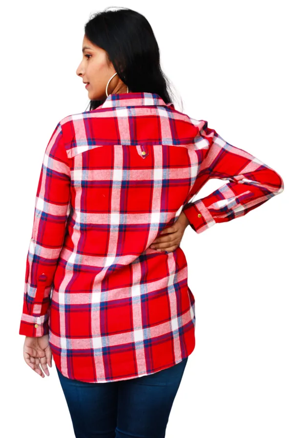 Regular_Fit_Checkered_Button_Down_Collar_Red_Casual_Shirt_For_Women