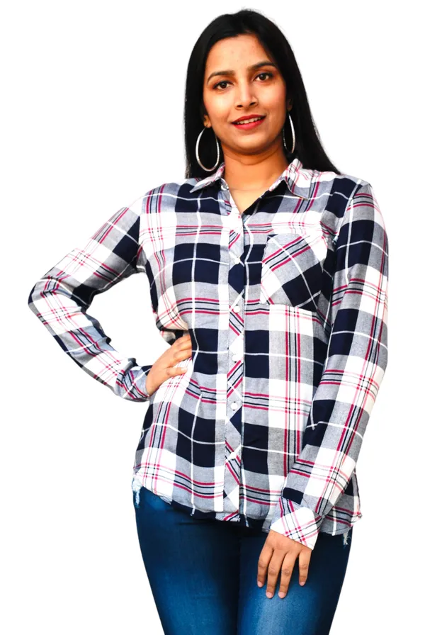 Regular_Fit_Checkered_Spread_Collar_Casual_Shirt_For_Women