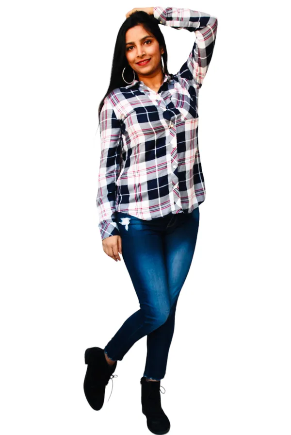 Regular_Fit_Checkered_Spread_Collar_Casual_Shirt_For_Women