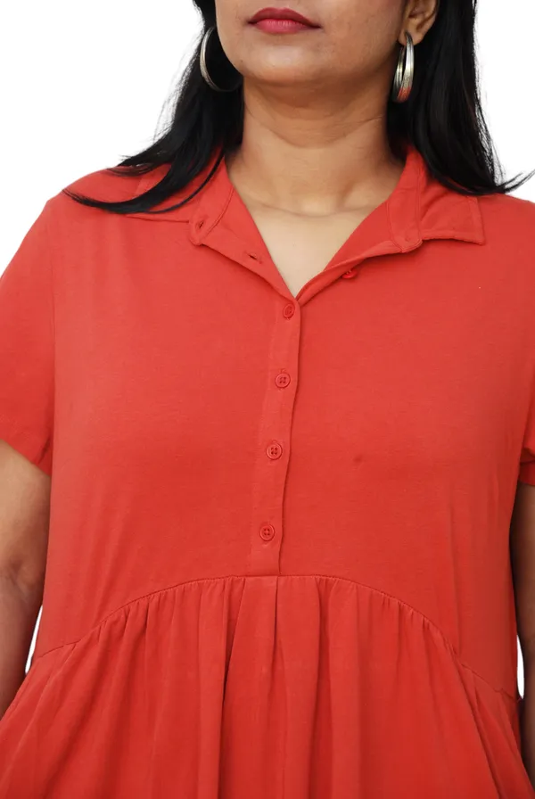 Rust_Cotton_Blend_Shirt_Dress_For_Women