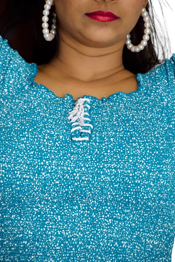 Sky_Blue_Smocked_Fabric_Fitted_Crop_Top_For_Women