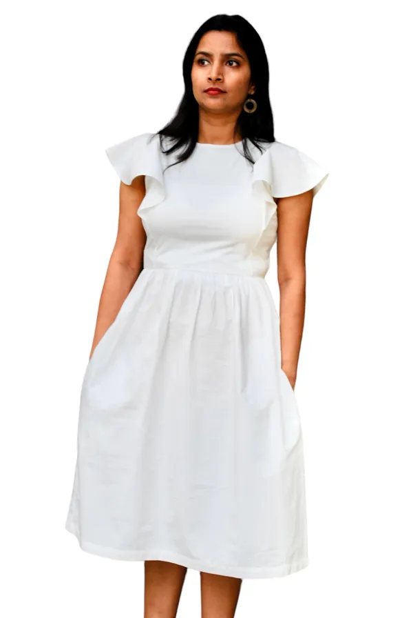 White_Fit_And_Flare_Cotton_Dress_For_Women