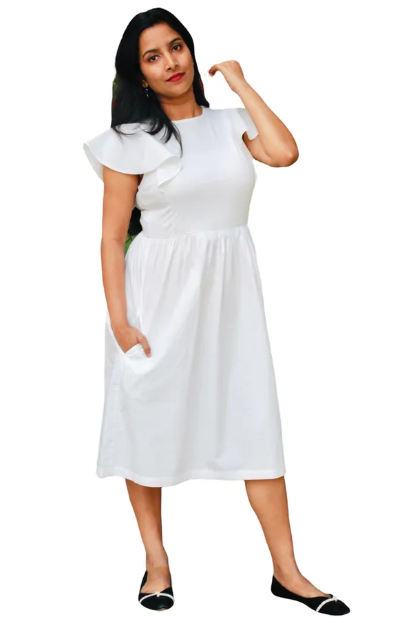 White_Fit_And_Flare_Cotton_Dress_For_Women
