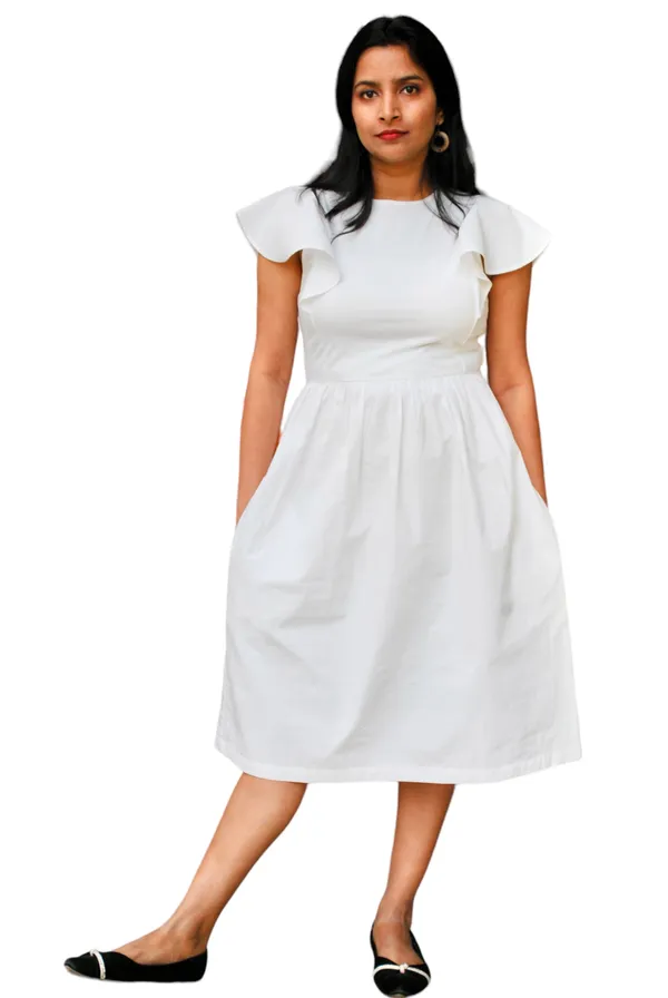 White_Fit_And_Flare_Cotton_Dress_For_Women