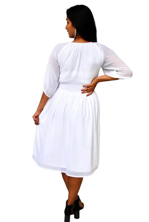 White_Fit_And_Flare_Polyester_Blend_Dress_For_Women