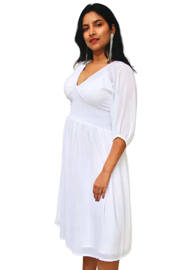 White_Fit_And_Flare_Polyester_Blend_Dress_For_Women
