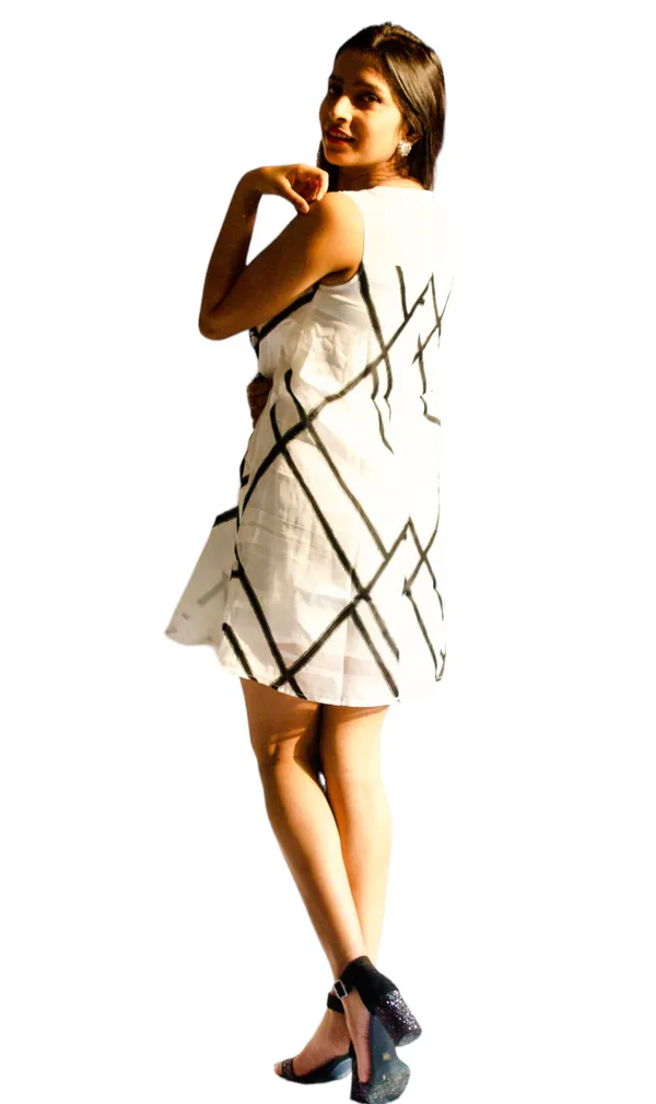 White_Printed_Embellished_Dress_For_Women